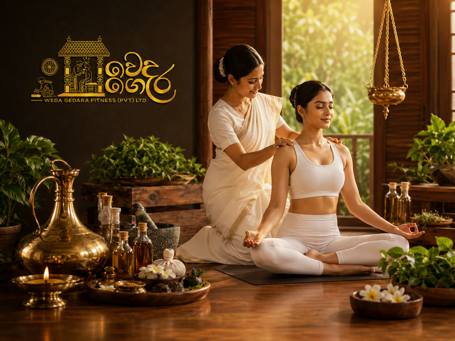 Guided yoga session at Weda Gedara
